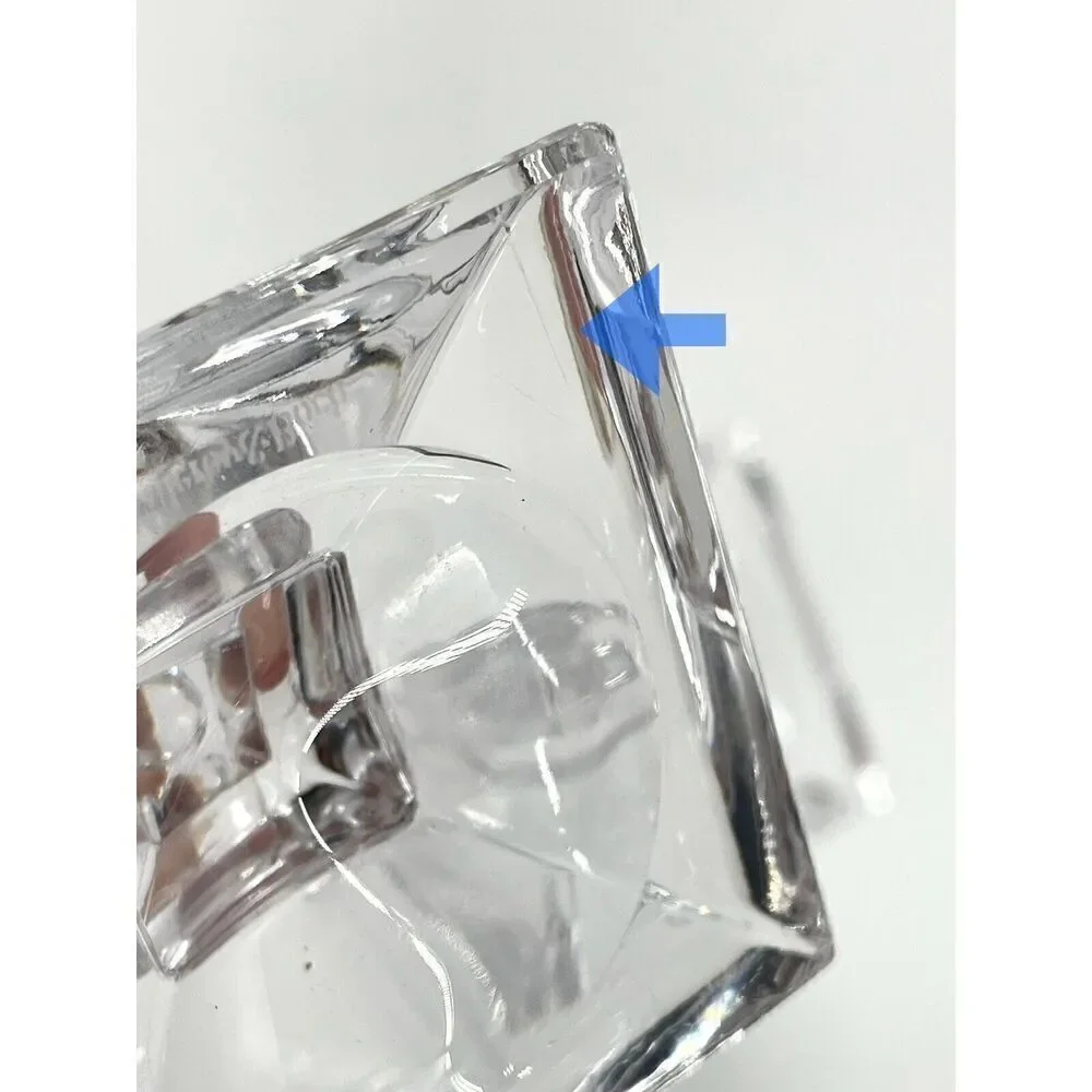 VILLEROY & BOCH Candle Taper Holders Crystal Square 4” Tall Set Of 2